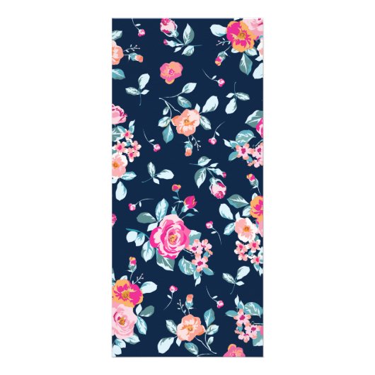 Vibrant Roos Roze Floral Prijslijst Reclamekaart (Achterkant)