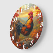 Vibrant rooster in autumn farm scene grote klok (Hoek)