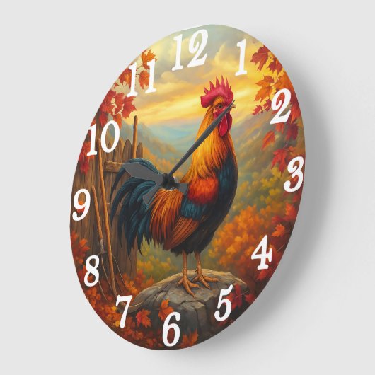 Vibrant rooster in autumn farm scene grote klok (Hoek)