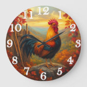 Vibrant rooster in autumn farm scene grote klok (Voorkant)