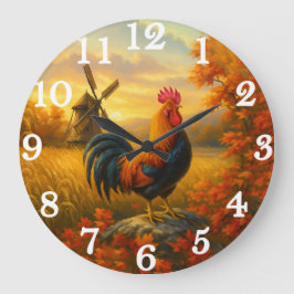 Vibrant rooster in golden harvest grote klok