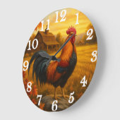 Vibrant rooster in golden pasture grote klok (Hoek)