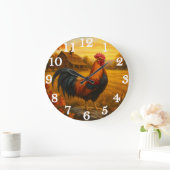 Vibrant rooster in golden pasture grote klok (Huis)