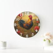 Vibrant rooster in golden sunset grote klok (Huis)
