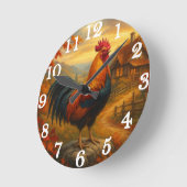 Vibrant rooster in rustic farmyard ronde klok (Hoek)