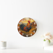 Vibrant rooster in rustic farmyard ronde klok (Huis)