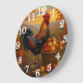 Vibrant rooster with apples farmyard grote klok (Hoek)