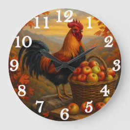 Vibrant rooster with apples farmyard grote klok