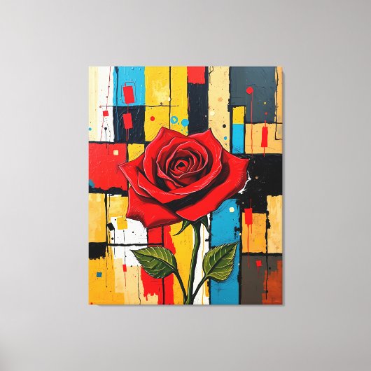 Vibrant Rose in Abstract Cityscape Canvas Afdruk (Voorkant)