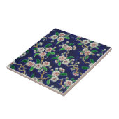 Vibrant Royal Blue Cherry Blossom Antiek Repro Tegeltje (Zijkant)