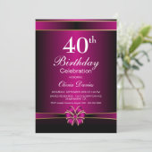 Vibrant roze 40e verjaardag kaart (Staand voorkant)