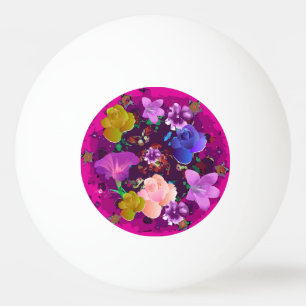 Vibrant roze Abstracte Floral Ping Pong Ball