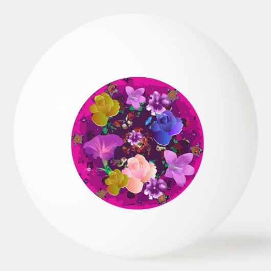 Vibrant roze Abstracte Floral Ping Pong Ball (Achterkant)