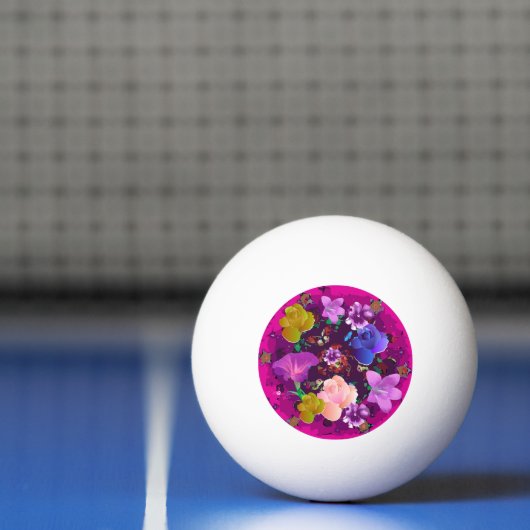 Vibrant roze Abstracte Floral Ping Pong Ball (Net)