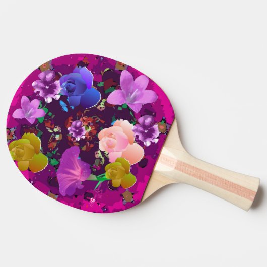 Vibrant roze Abstracte Floral Ping Pong Paddle Tafeltennisbatje (Zijkant)