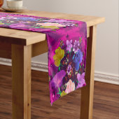 Vibrant roze Abstracte Floral Table Runner Korte Tafelloper (Voorbeeld)