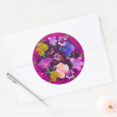 Vibrant Roze Abstracte Florence Ronde Stickers (Envelop)