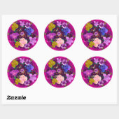 Vibrant Roze Abstracte Florence Ronde Stickers (Vel)