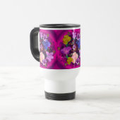 Vibrant roze Abstracte Florence Travel Mug Reisbeker (Voorkant links)