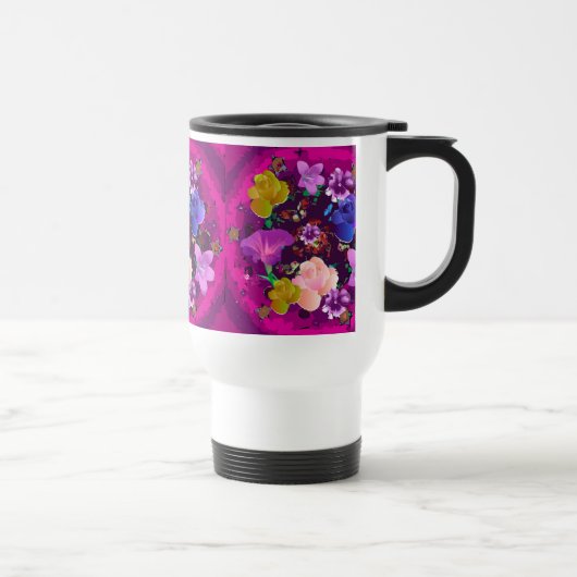 Vibrant roze Abstracte Florence Travel Mug Reisbeker (Rechts)