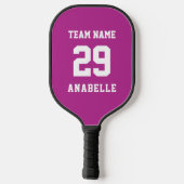 Vibrant roze Athletic Team Name Jersey Number Text Pickleball Paddle (Achterkant)