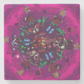 Vibrant roze bloemen en Onderzetter voor marmer (Voorkant)