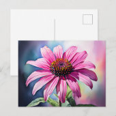Vibrant Roze Coneflower Waterverf Briefkaart (Voorkant / Achterkant)