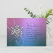 Vibrant roze en Blauwgroen Snowflake-feestdag Kaart (Staand voorkant)