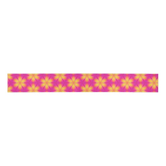 Vibrant roze en geel Abstract patroon Grosgrain Lint (Voorkant)