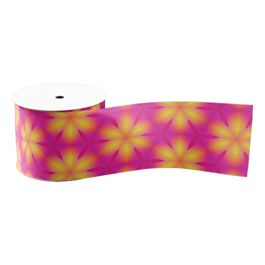 Vibrant roze en geel Abstract patroon Grosgrain Lint (Spoel)