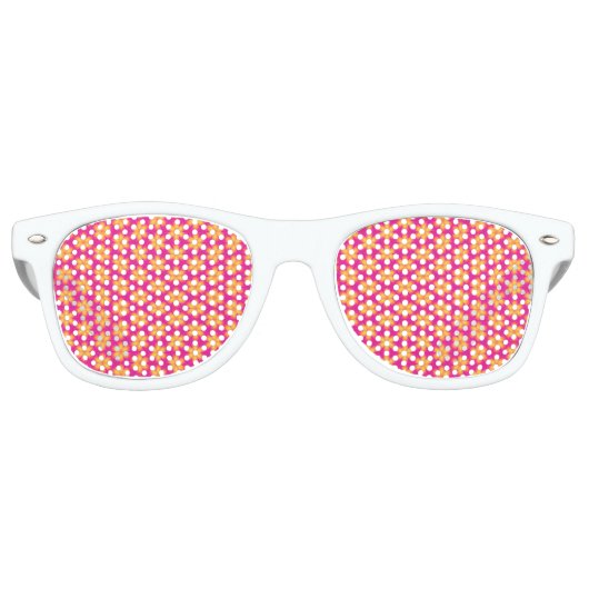 Vibrant roze en geel Abstract patroon Retro Zonnebril (Voorkant)