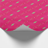 Vibrant Roze en Groene Ogee gepatterd Cadeaupapier (Hoek)