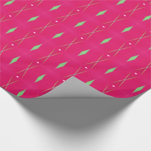 Vibrant Roze en Groene Ogee gepatterd Cadeaupapier (Hoek)