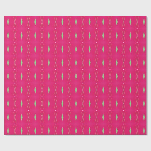 Vibrant Roze en Groene Ogee gepatterd Cadeaupapier (Vlak)