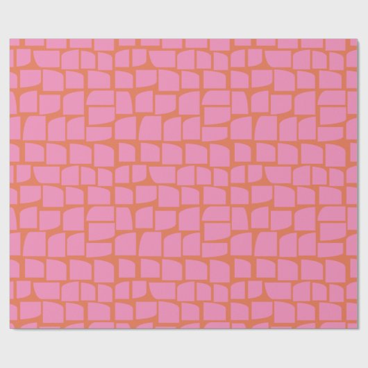 Vibrant roze en Oranje Abstracte geometrische vorm Cadeaupapier (Vlak)
