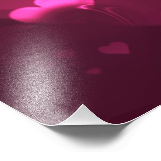 Vibrant roze en Red Bokeh Hearts of Love Foto Afdruk (Hoek)
