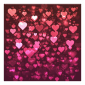Vibrant roze en Red Bokeh Hearts of Love Foto Afdruk (Voorkant)
