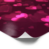 Vibrant roze en Red Bokeh Hearts of Love Poster (Hoek)