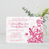 Vibrant roze en White Floral Wedding Invitation Kaart (Staand voorkant)