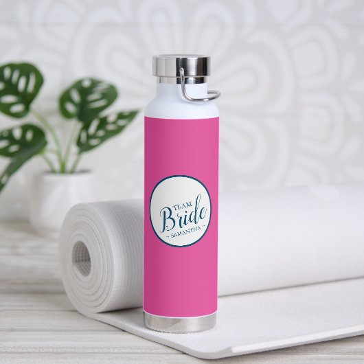 Vibrant Roze en Wit Gepersonaliseerd Waterfles (Yoga)