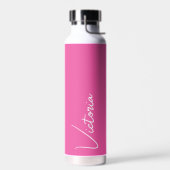 Vibrant Roze en Wit Gepersonaliseerd Waterfles (Links)