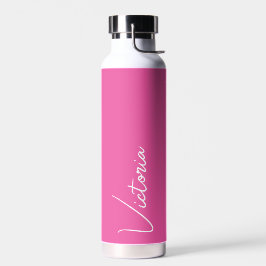 Vibrant Roze en Wit Gepersonaliseerd Waterfles