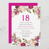 Vibrant roze flacon 18e verjaardag Uitnodiging (Voorkant / Achterkant)