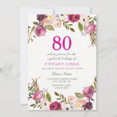 Vibrant roze flacon 80e verjaardag Uitnodiging (Voorkant)