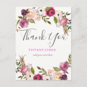 Vibrant roze flesje bedankt briefkaart (Voorkant)