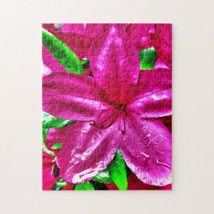 Vibrant roze Floral Azalea Jigzaag Puzzle Legpuzzel