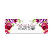 Vibrant roze Floral Romantic Modern Garden Weddens Etiket (Voorkant)