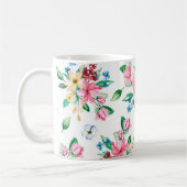 Vibrant roze groene Floral Foliage Print Koffiemok (Links)