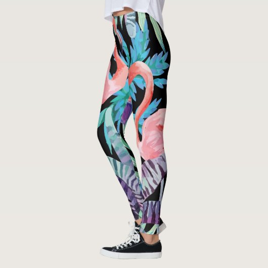 Vibrant, roze leggings van de flamingdruk van Flam (Links)