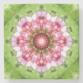 Vibrant roze, Lila en groen Kaleidoscoop Stenen Onderzetter